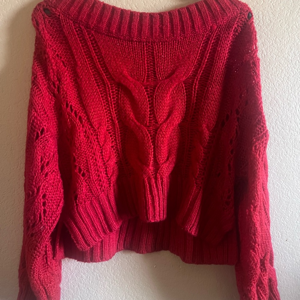 Timing Red Cowl Neck Knit Sweater